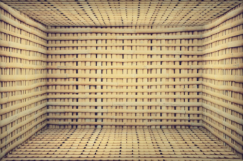 Bamboo Craft - Woven bamboo box basket made with bamboo strips